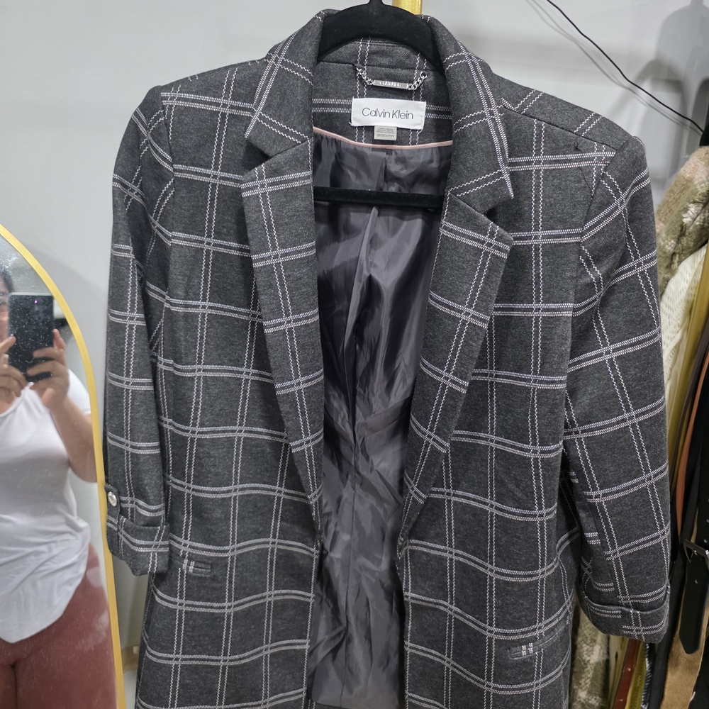 Calvin Klein Gray Plaid Blazer - Picture 1 of 8